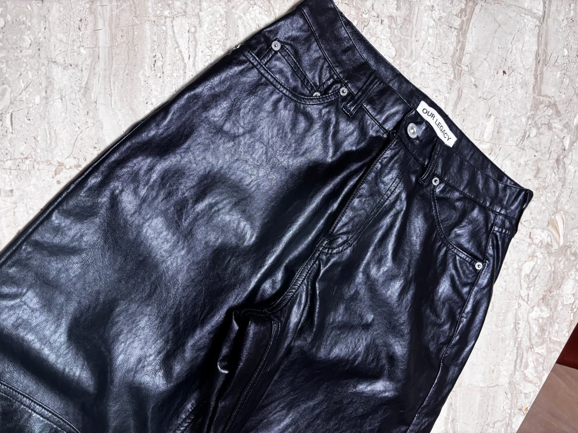 사용감x) 아워레가시 포멀 모토컷 케이지안 블랙 페이크 레더 팬츠 상품이미지6