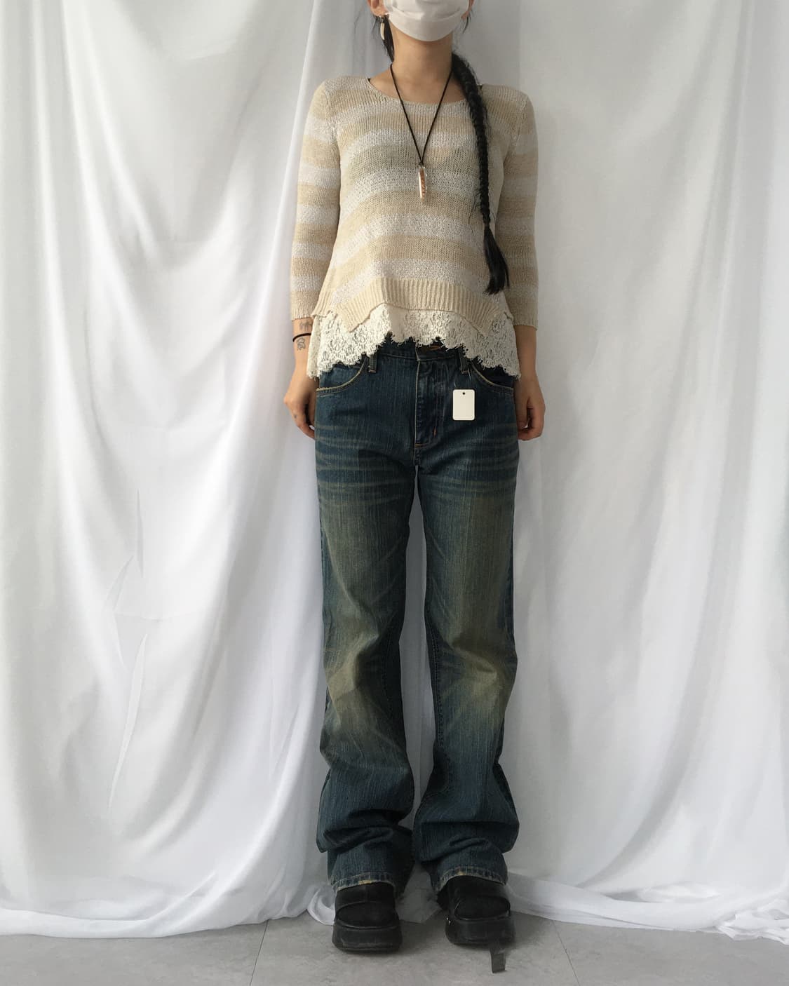 Crochet layered stripe knit 상품이미지4