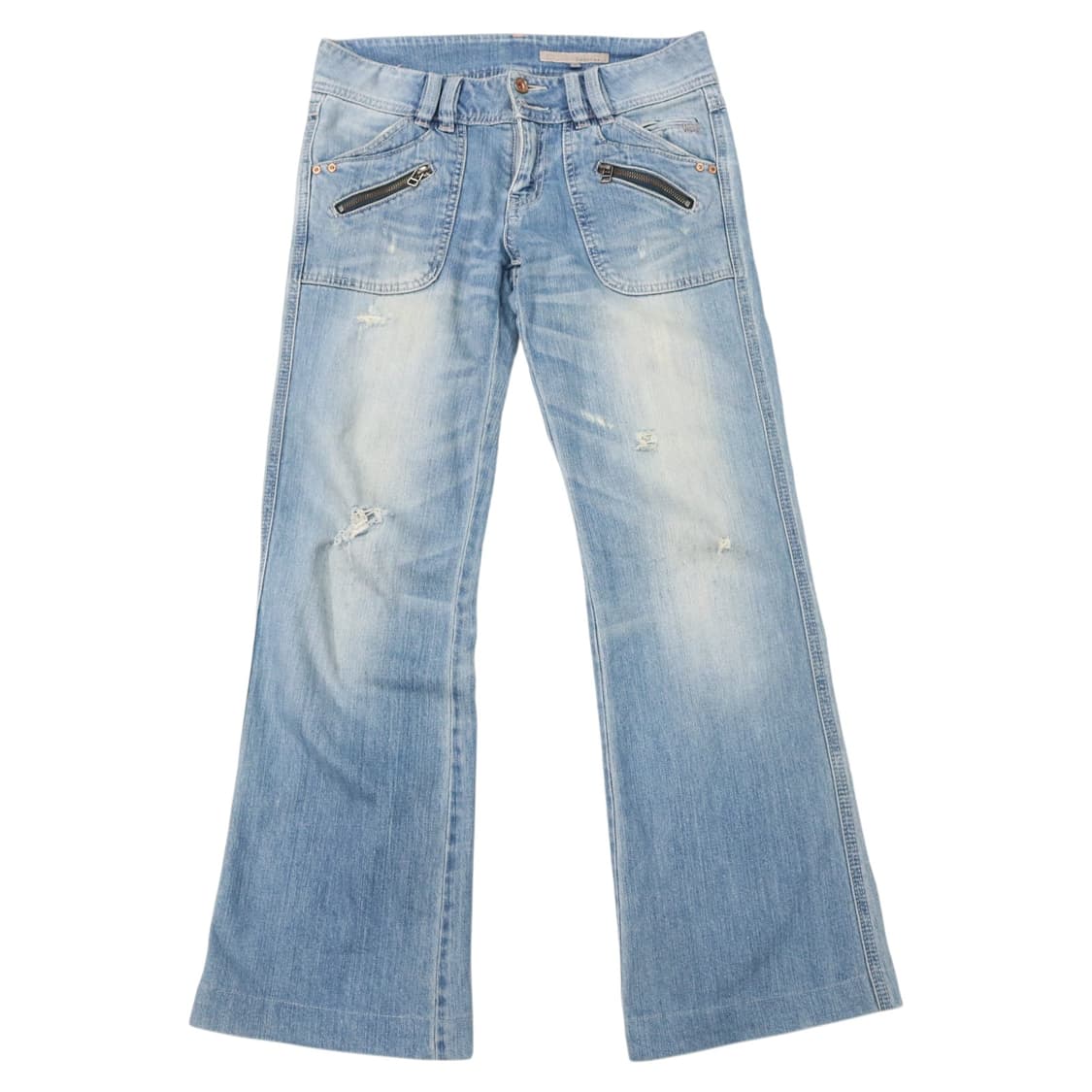 LJSICARLE 빈티지 지퍼 디테일 데미지 부츠컷 데님 팬츠 (2) 상품이미지1