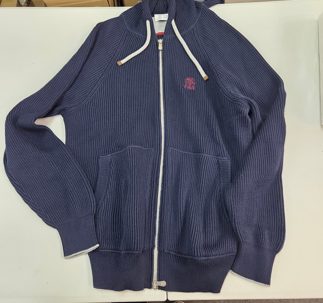 브루넬로 쿠치넬리 리브드 코튼 니트 후드집업 가디건 상품이미지1