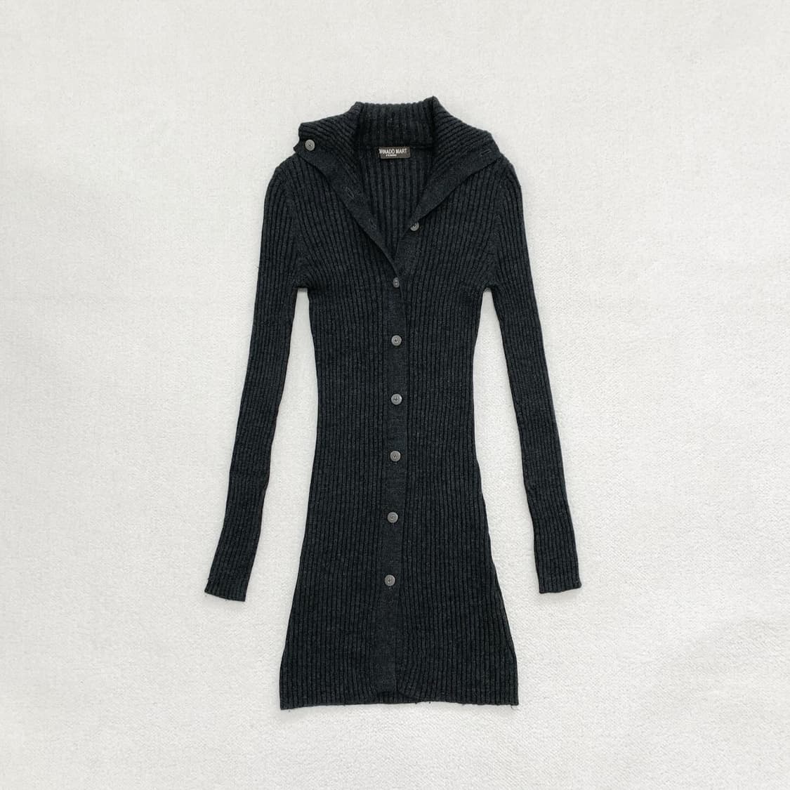 챠콜그레이 슬림핏 골지 딱붙 원피스 상품이미지1