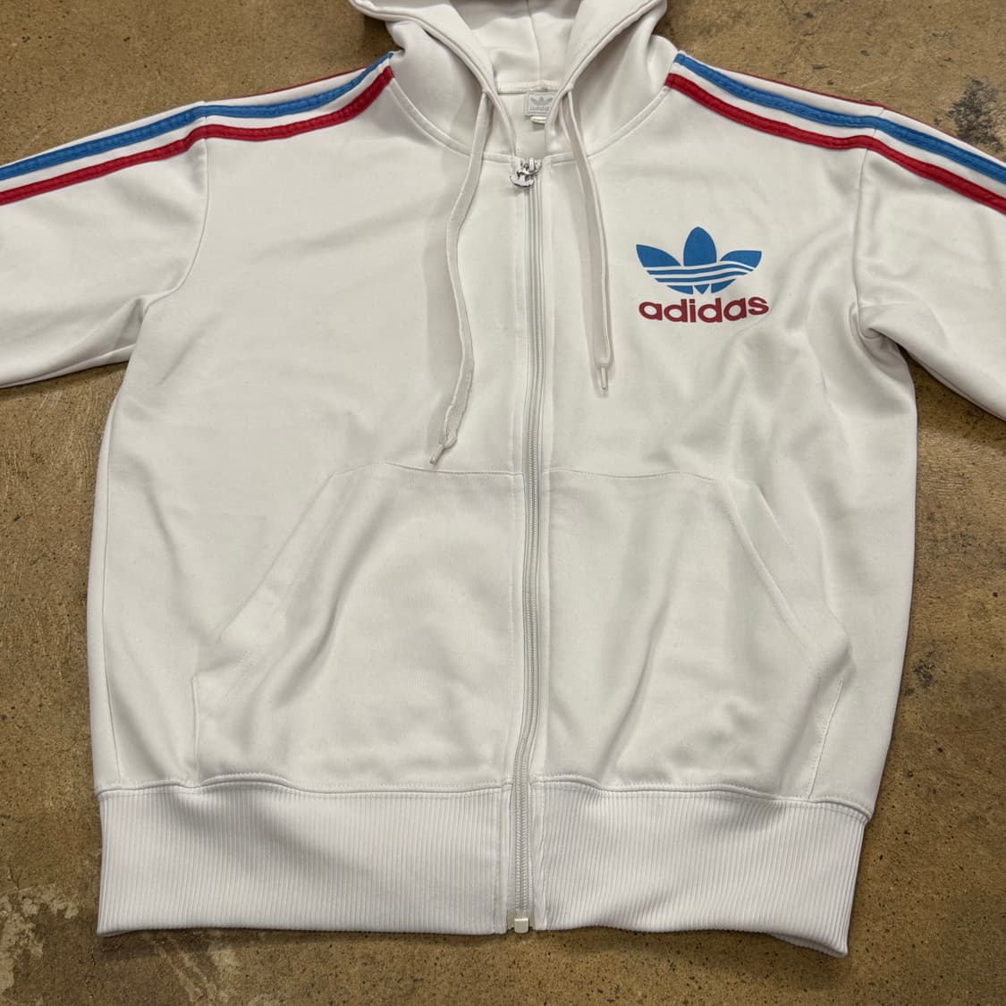 아디다스 화이트 흰빨 흰파 후드 플락 후플 후드집업 져지 상품이미지3