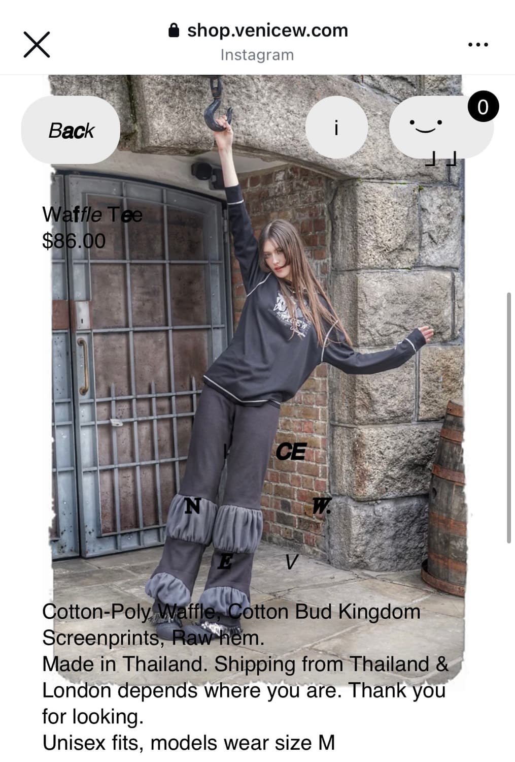 venicew 블랙 긴팔 티셔츠 상품이미지2