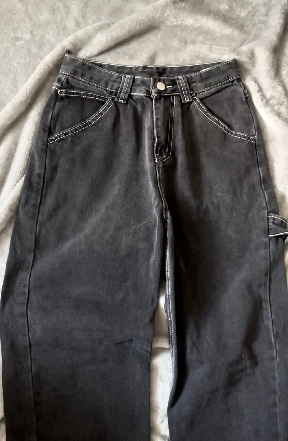 빈티지 스트랩 흑청 스티치 데님  상품이미지1