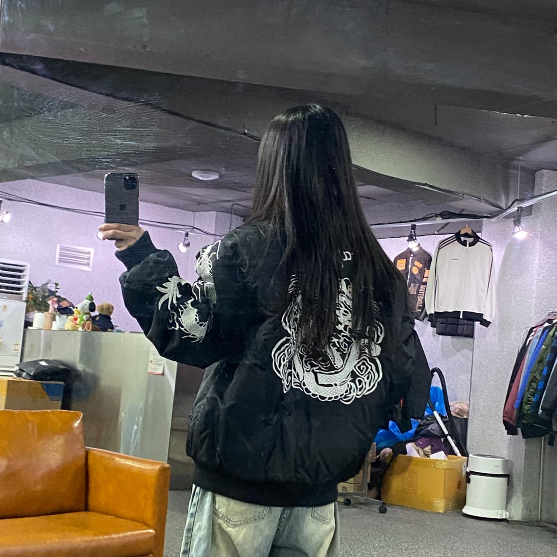 EAST ROAD 용 자수 스카쟌 블루종 항공 자켓 B4164 상품이미지1