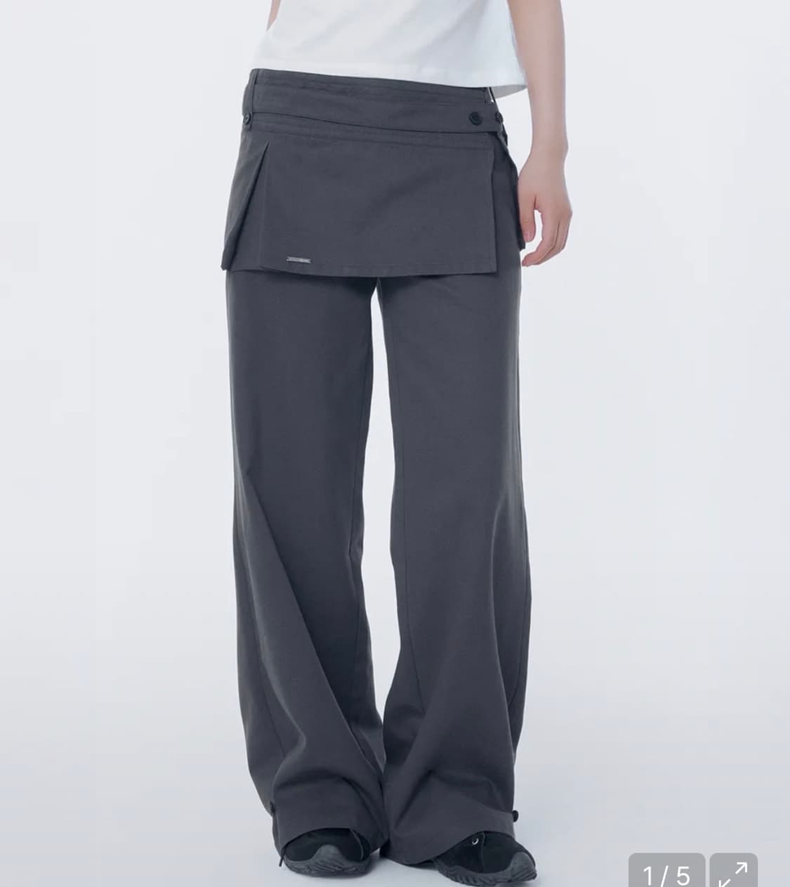 Button tab mini skirt pants set CHARCOAL 상품이미지1