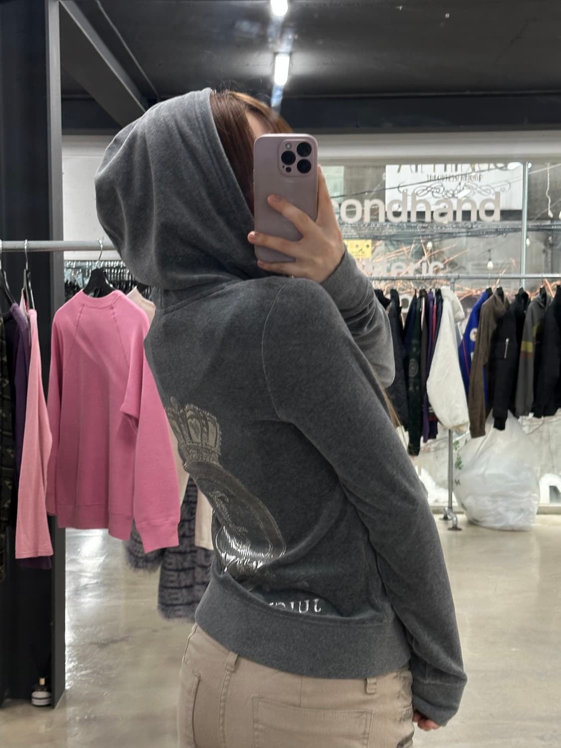 쥬시꾸뛰르 벨루어 후드집업 그레이 상품이미지4