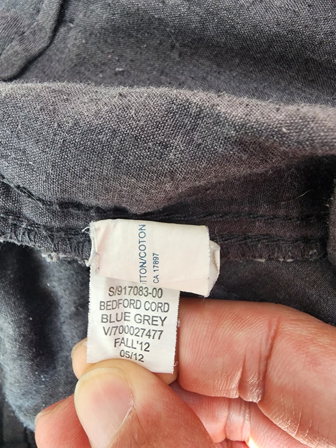 GAP 갭 코듀로이 팬츠 팜. 33사이즈 블루그레이 색상 골덴 바지 상품이미지7