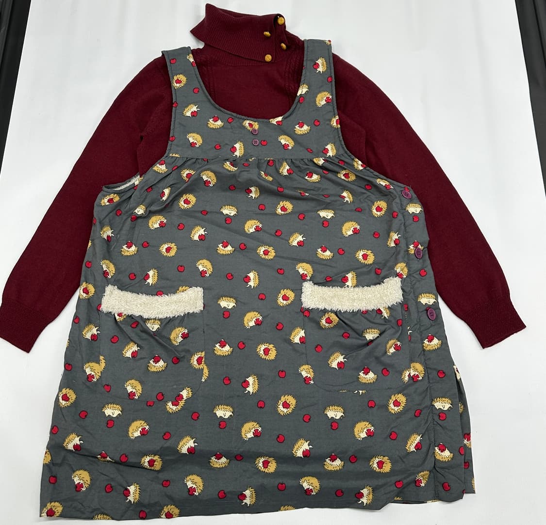 🦔하구미의  원피스 레이어드 코디세트🦔 버건디 목폴라 양털 러블리 상품이미지3