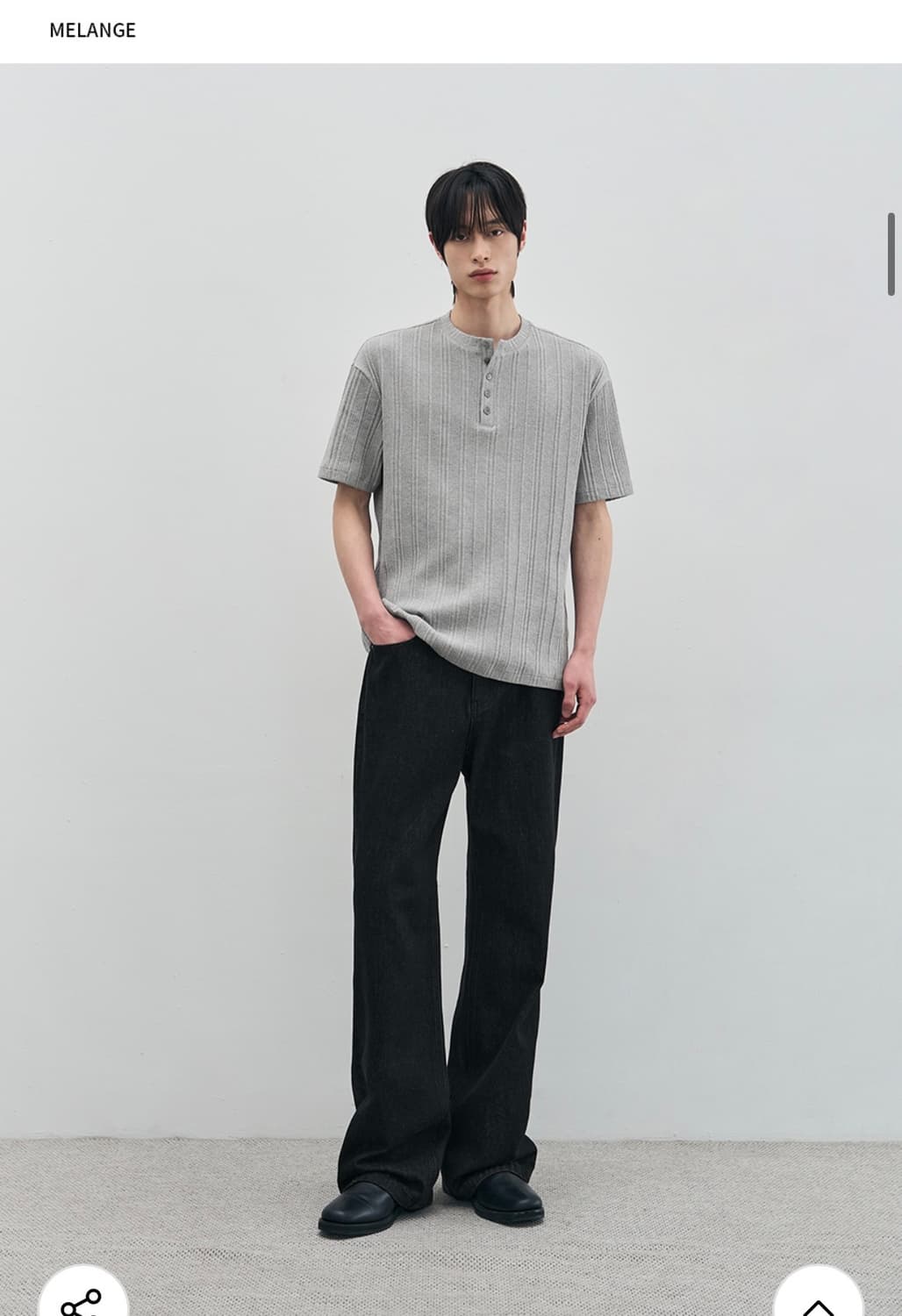 (M) 드로우핏 만재 콜라보 리브드 헨리넥 반팔 티셔츠 판매 상품이미지6