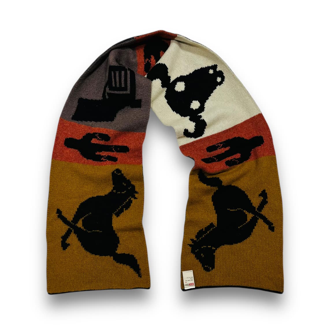 디젤 구형 리버시블 웨스턴 건 패턴 빈티지 울 머플러 상품이미지2