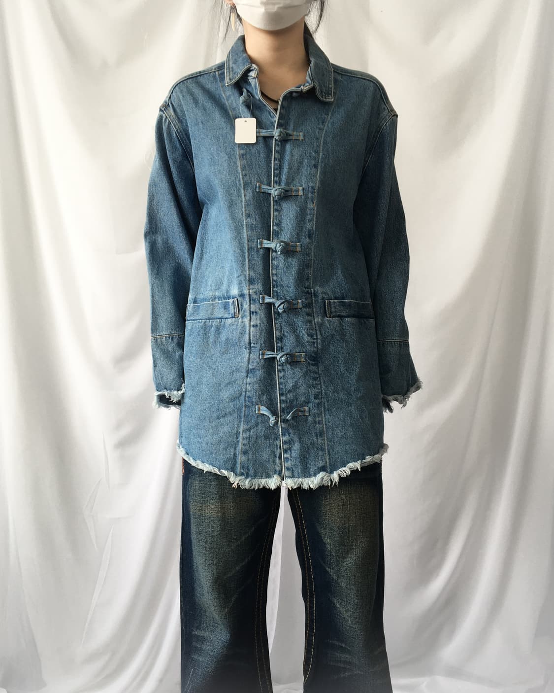 Qipao button denim jacket 상품이미지1