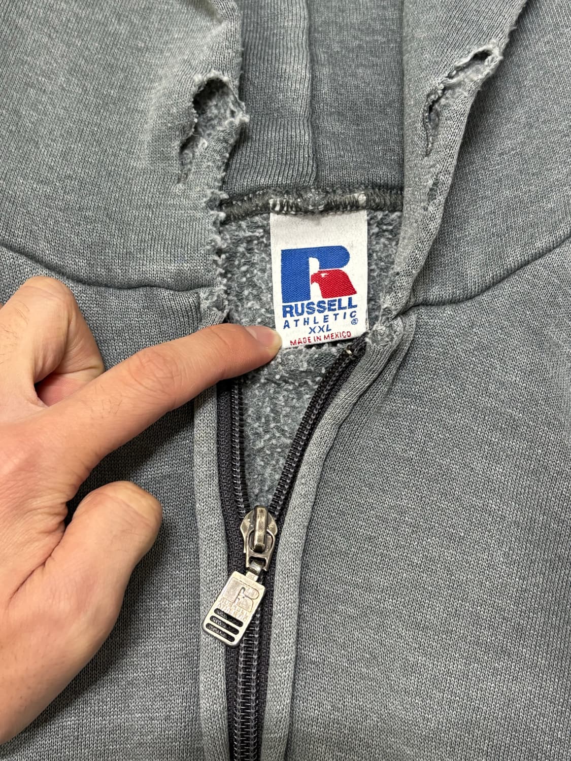 90s 빈티지 러셀 후드집업 그레이 faded 상품이미지3