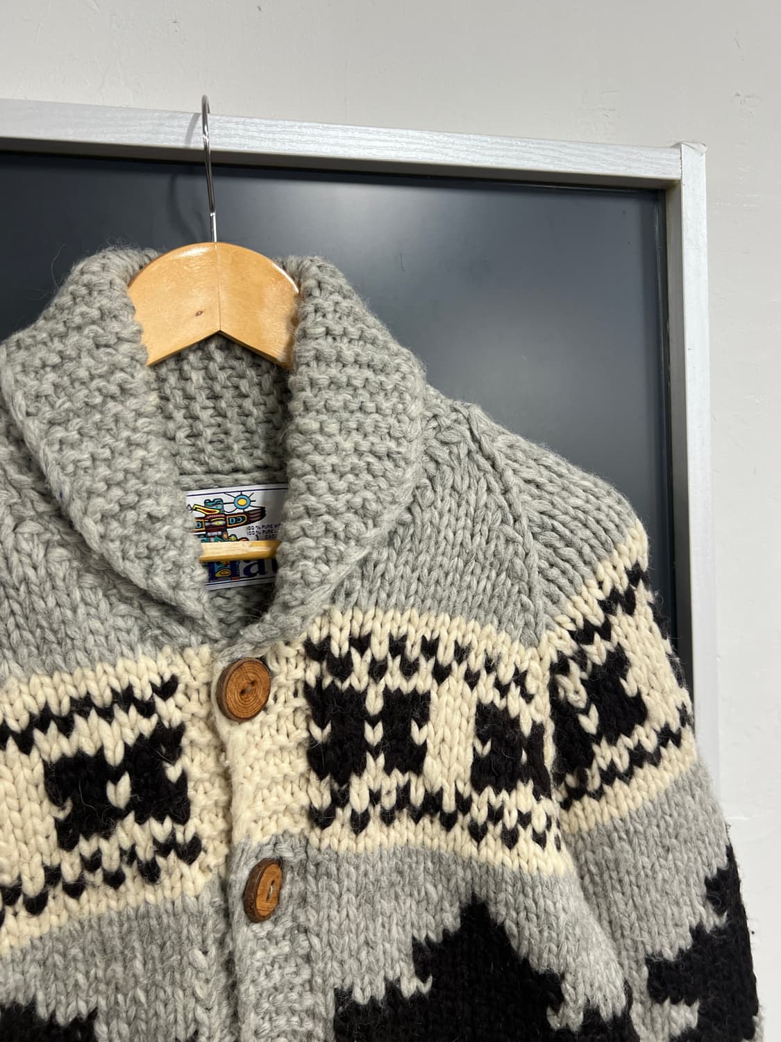 Kanata Vintage 빈티지 캐나다 코위찬 버진 울 니트 가디건 상품이미지2