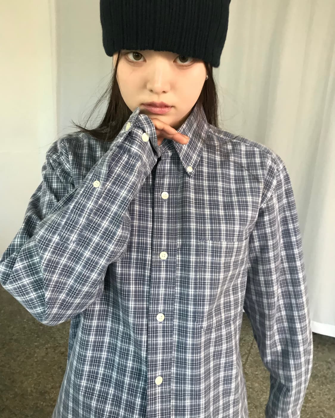 에디바우어 블루 체크 셔츠  상품이미지1