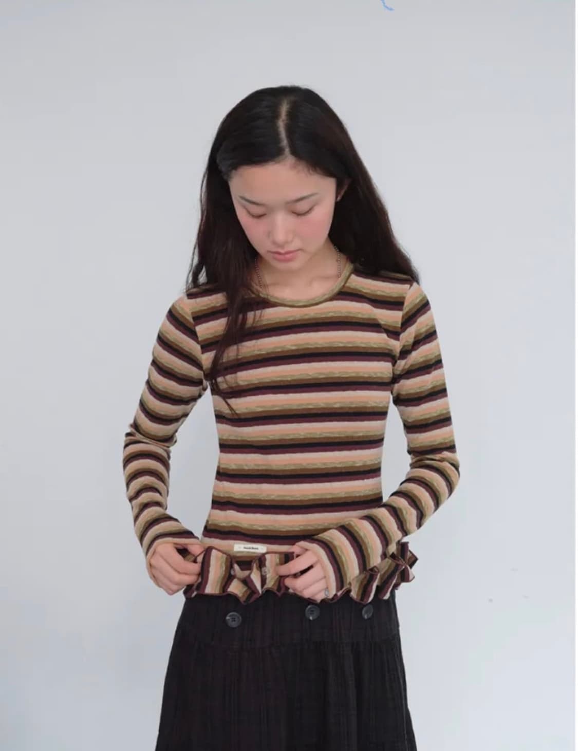 무음 러플 티셔츠 세트 상품이미지1