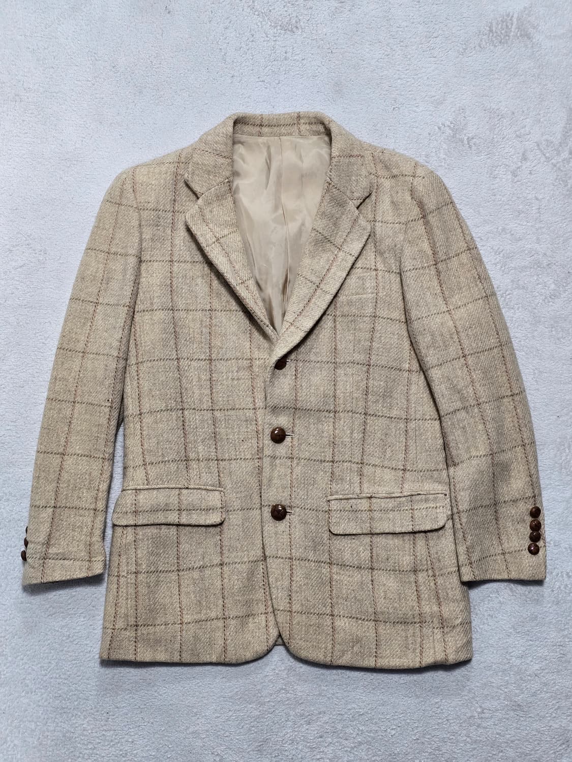 해리스트위드 체크 패턴 트위드 자켓 S 상품이미지1