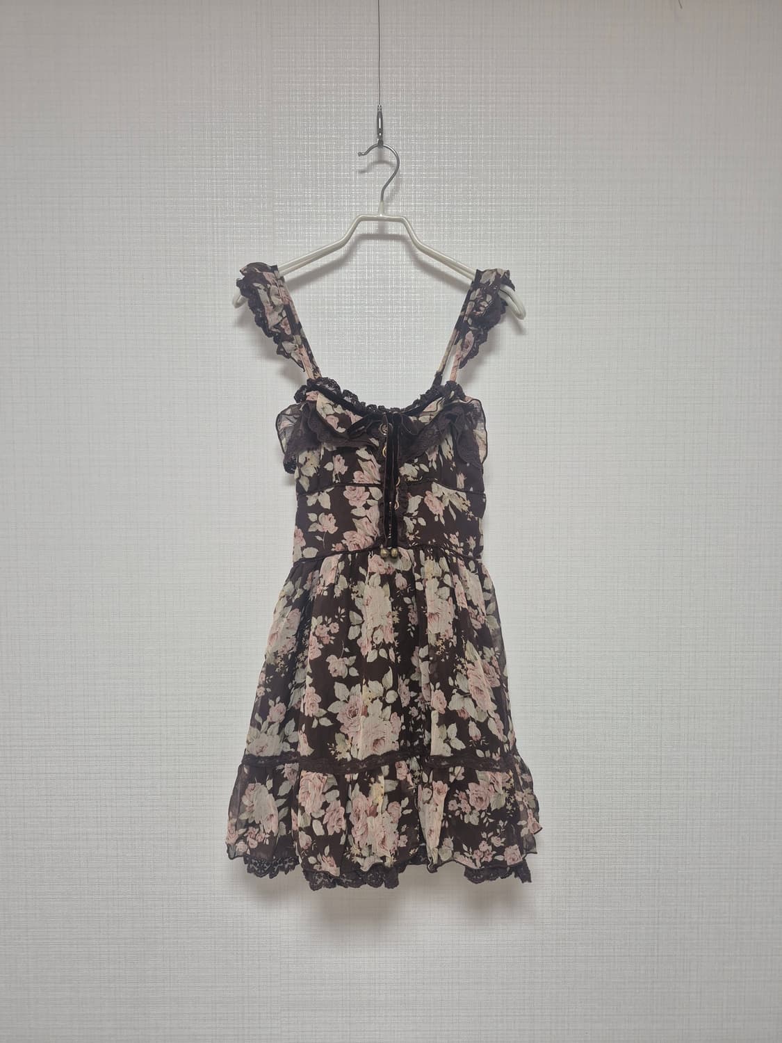 리즈리사 초고전템 히메갸루 쵸코브라운 플로럴 원피스 상품이미지1