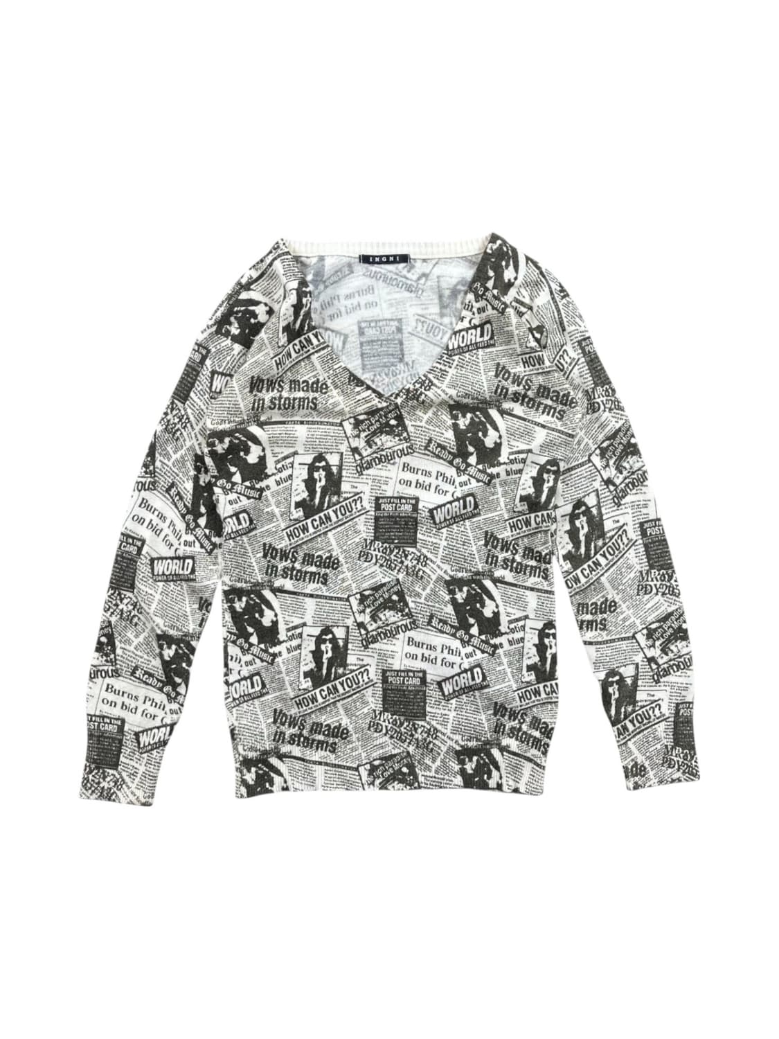 Vintage 프린팅 브이넥 니트 상품이미지1