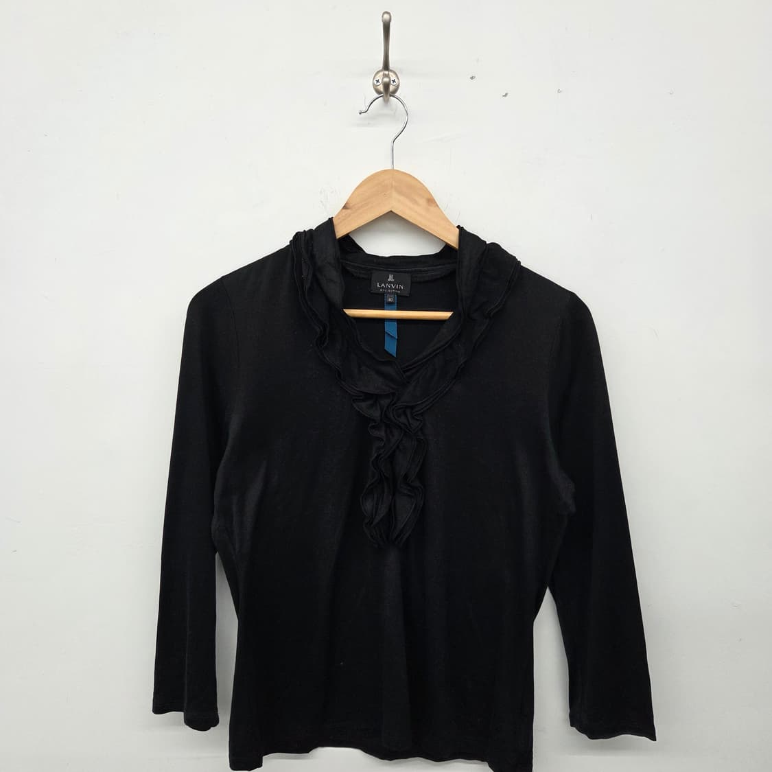 LANVIN 컬렉션 블랙 프릴 블라우스 여성M 상품이미지1