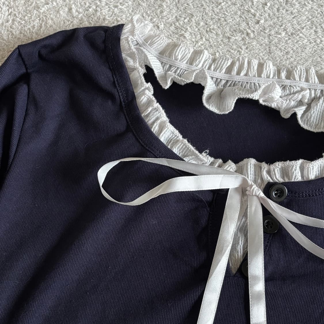 빈티지 네이비 레이스포인트 이너 탑 상품이미지2