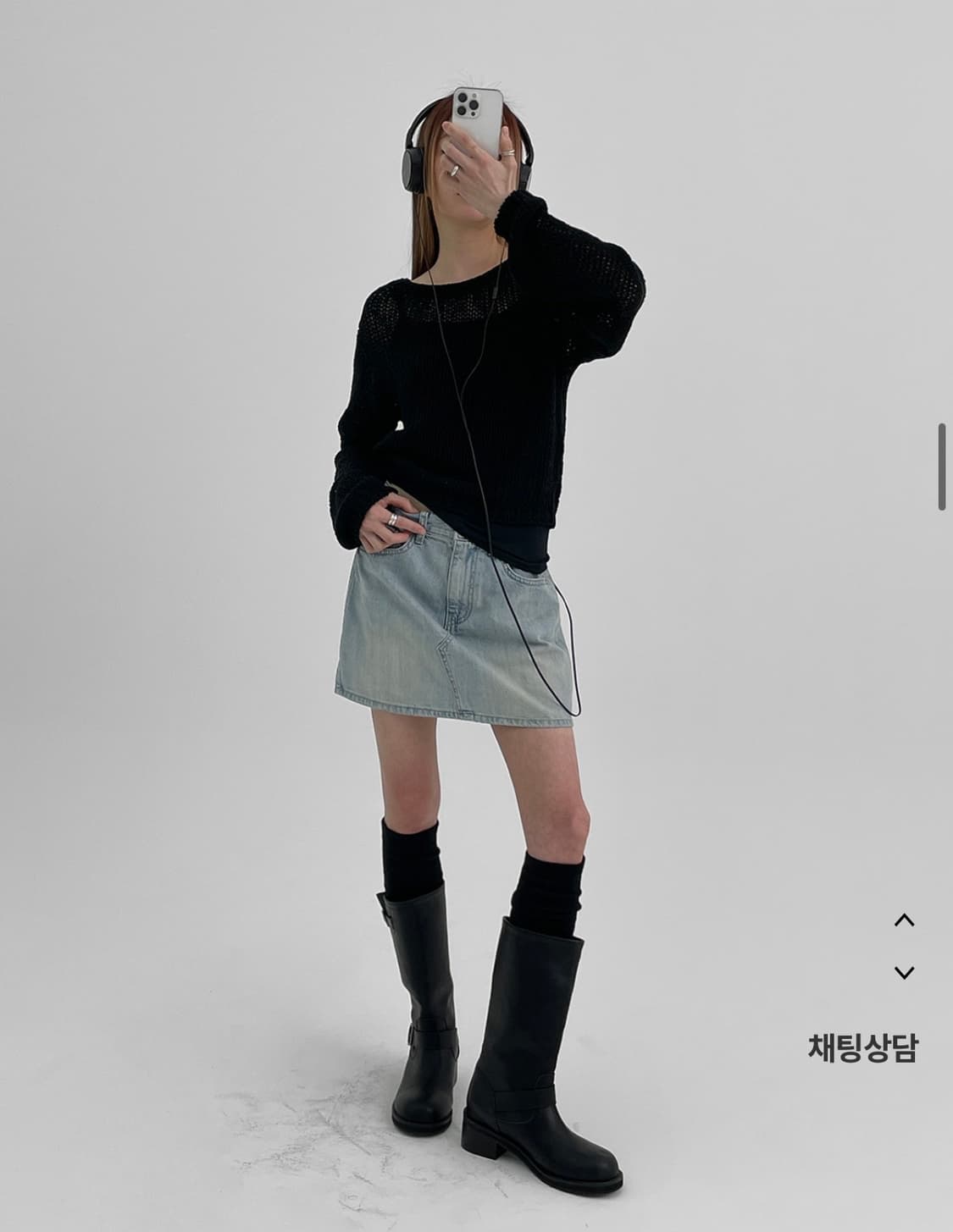 블랙업 엘신 데님 미니스커트 연청 M 새상품 상품이미지1