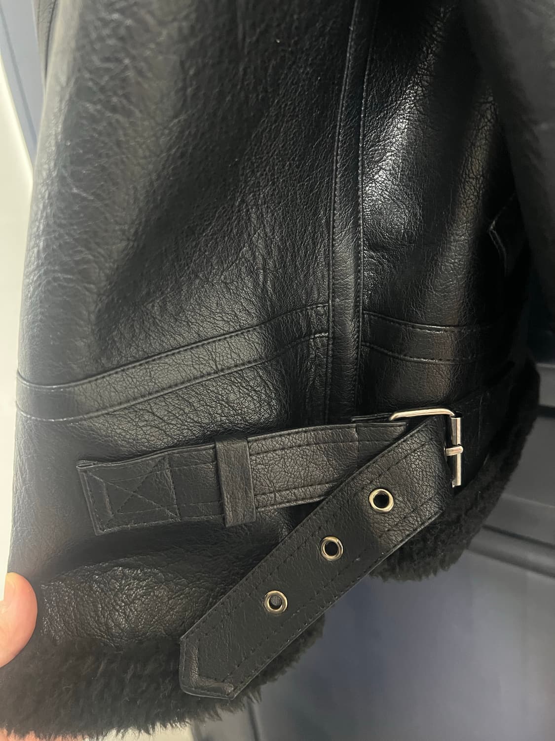 블랙 비건 에코퍼 무스탕 상품이미지3