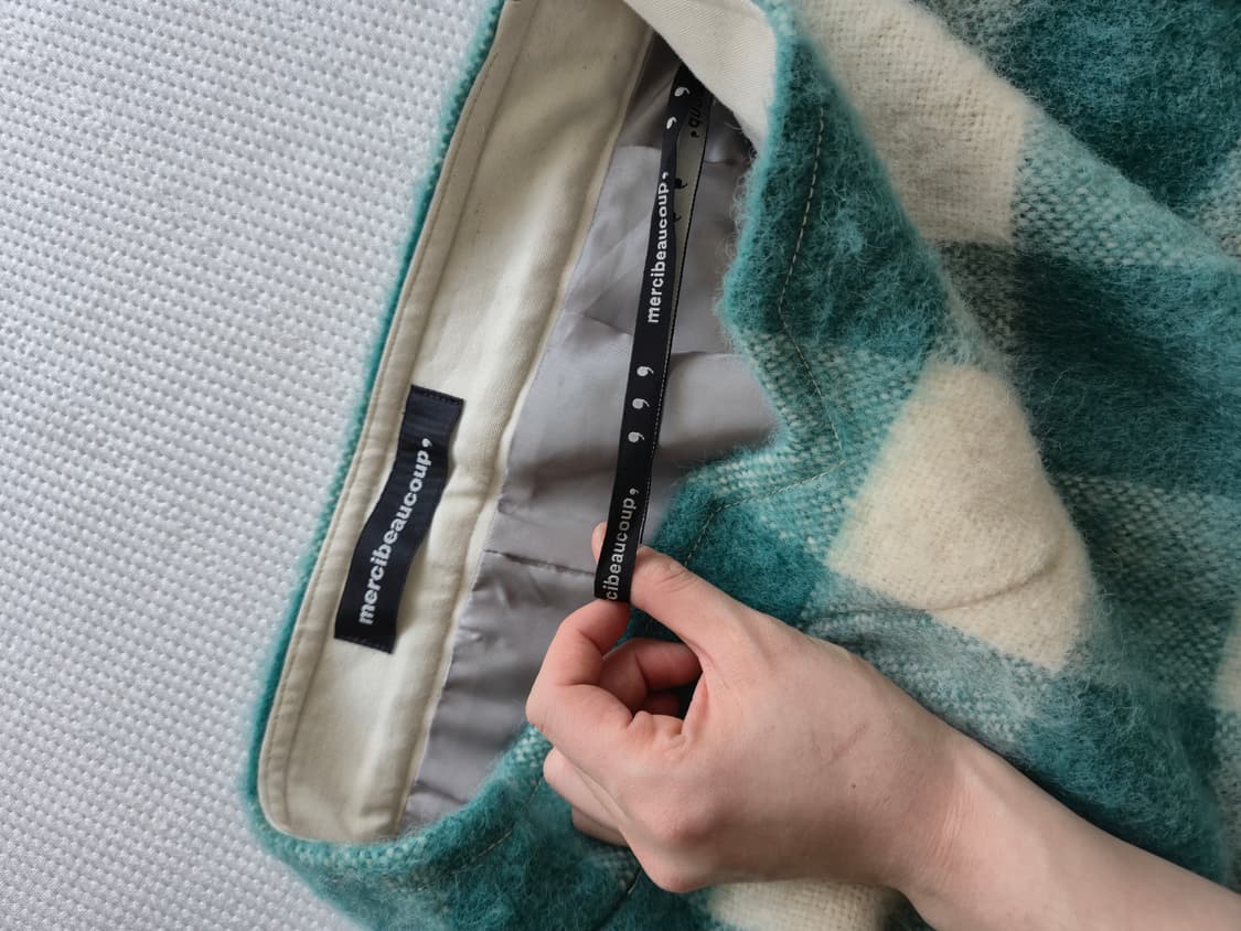 울80% 그린체크 스커트 상품이미지6