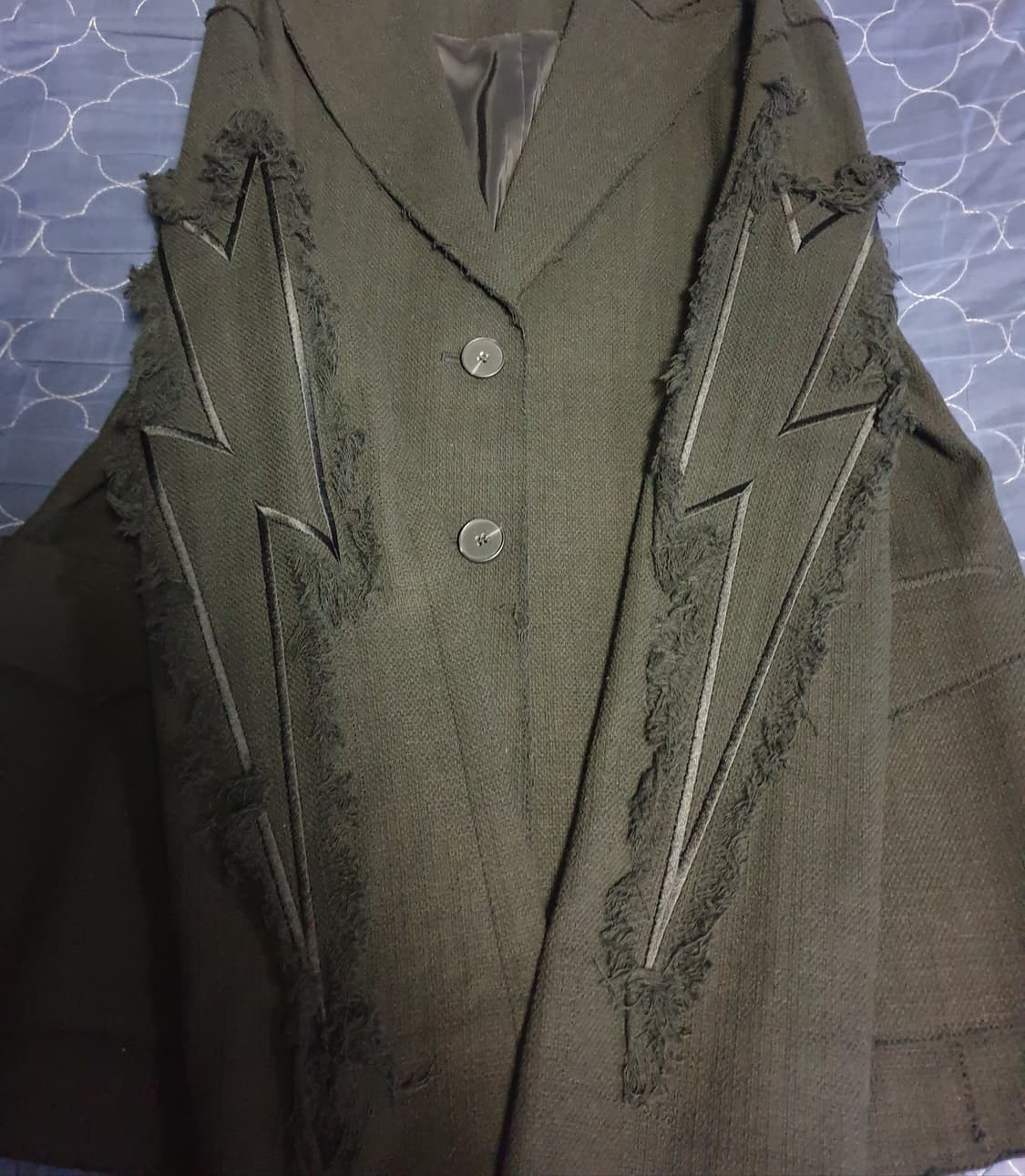 (빈티지) 로켓런치 피크트라펠 트위드 컷오프라인 컷팅 블레이저 (S) 상품이미지3