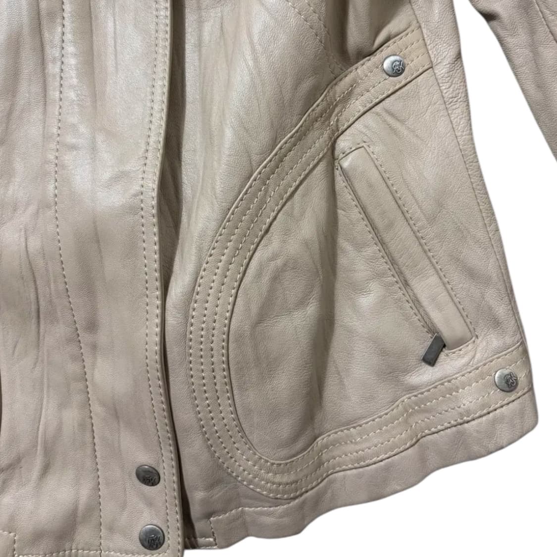빈티지 양가죽 라이더 레더자켓 베이지 상품이미지4