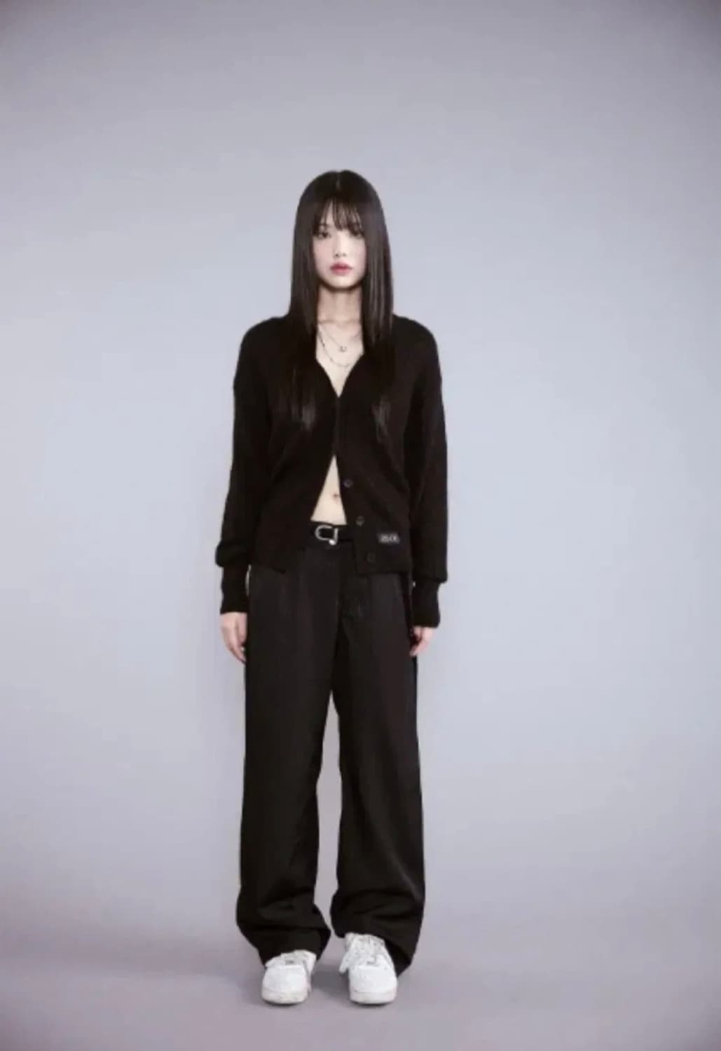 새상품)) 애즈온 리닝 새틴 트라우저 팬츠 스트라이프 슬랙스 블랙 상품이미지3