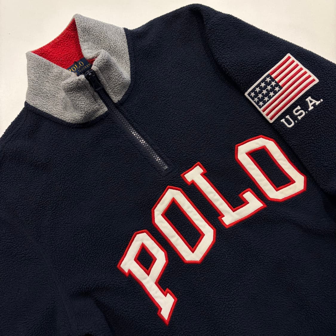[S] 폴로 USA 성조기 신형 플리스 하프집업 네이비 C563 상품이미지3