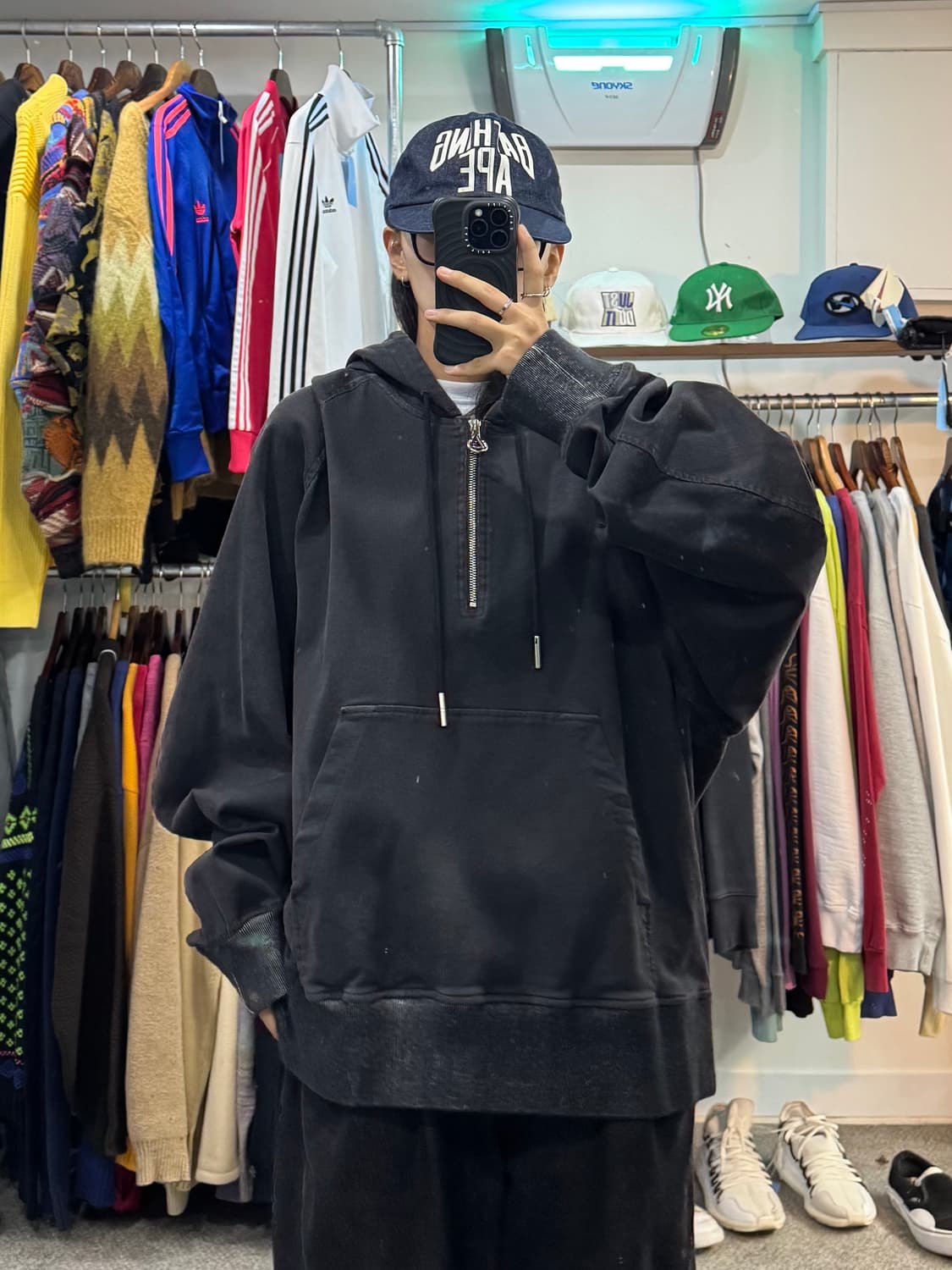 솔리드옴므 워싱 반집업 후드 상품이미지8