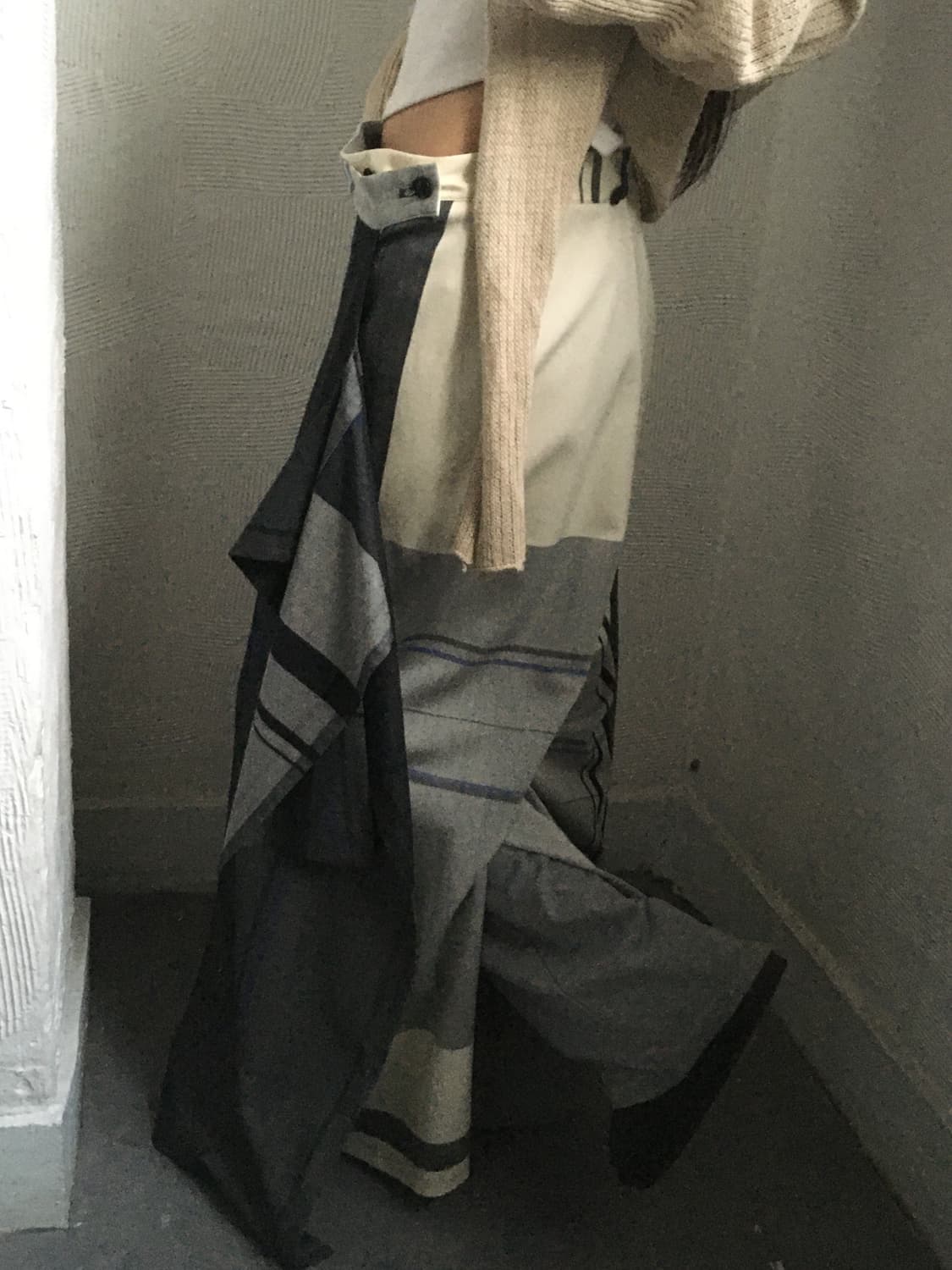 Y’s 요지야마모토 22AW 체크 패턴 롱 스커트 상품이미지2