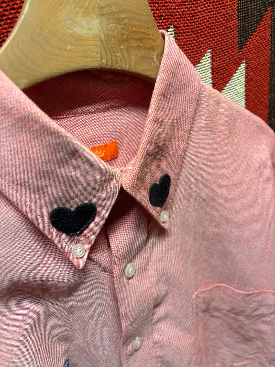 Love collar pink shirt / 하트 커스텀 핑크 셔츠 상품이미지3