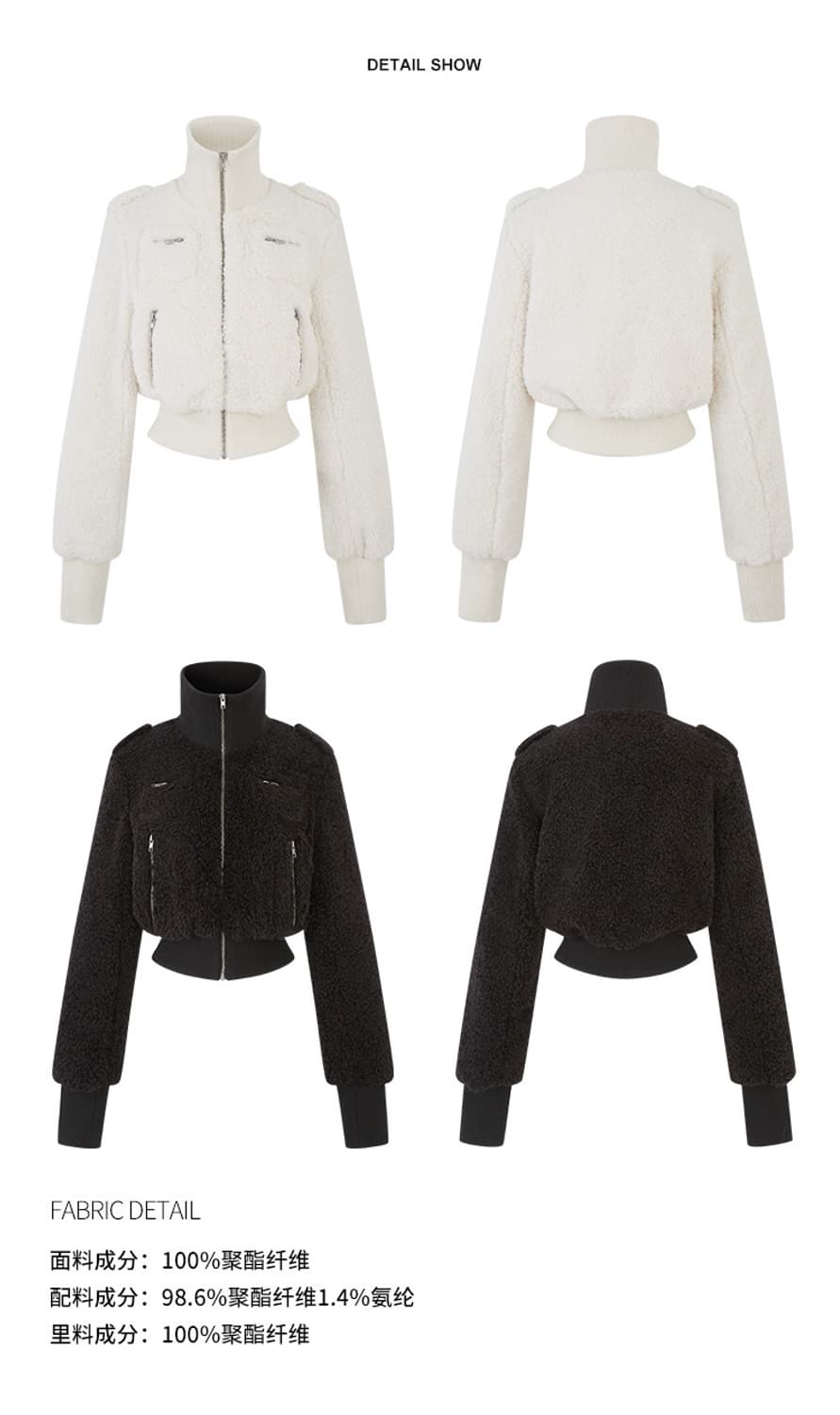 크롭 퍼 집업 자켓 상품이미지5