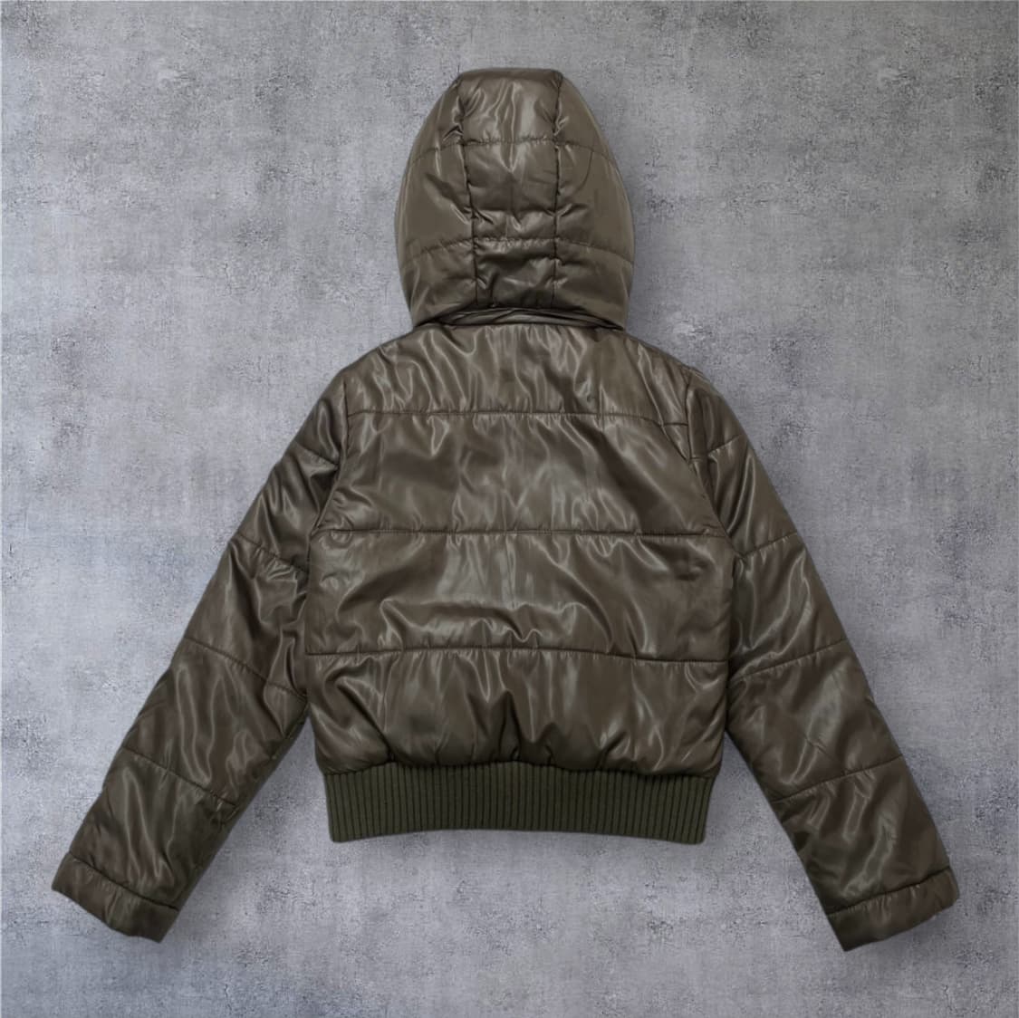 Sewardical 카키브라운 레이어드 니트넥 후드 숏패딩 M 상품이미지9