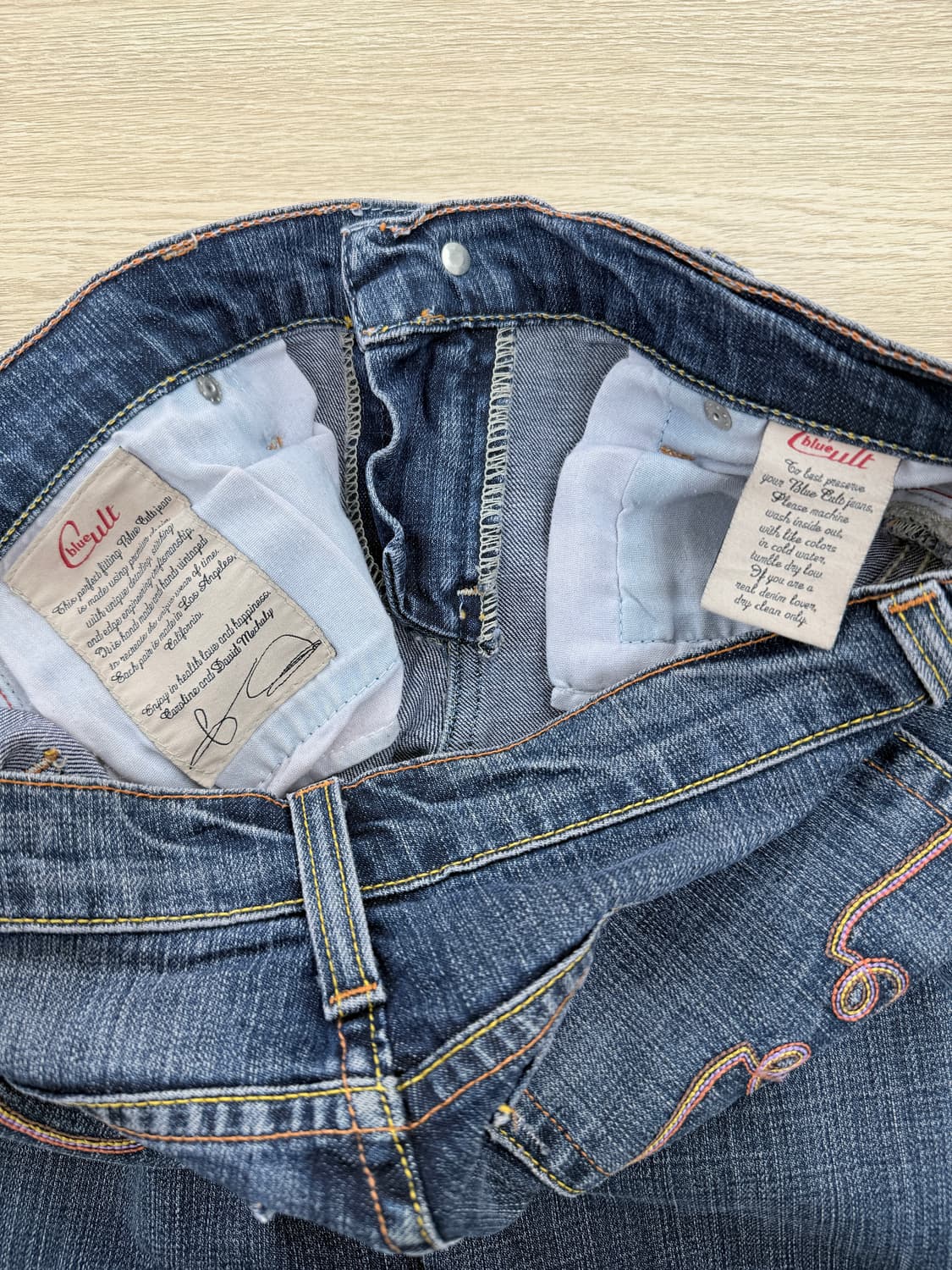 빈티지 Blue Cult 로우라이즈 데님 부츠컷 팬츠 상품이미지6