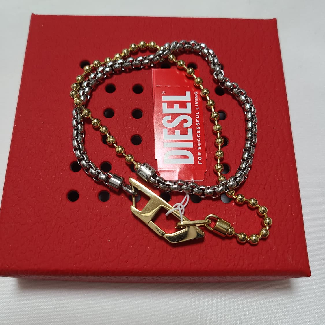 디젤 스테인리스 스틸 체인 투톤 팔찌 브레이슬릿 실버 골드 상품이미지1