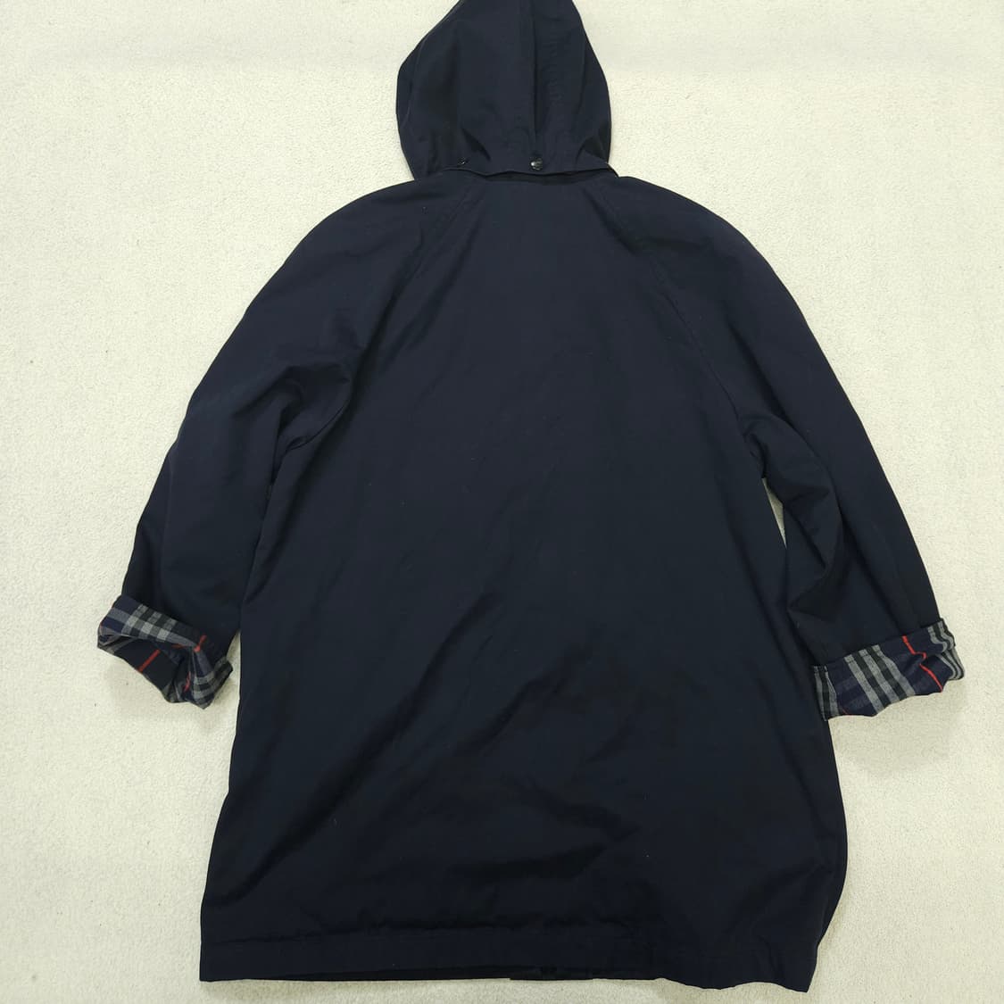 90s 버버리 후드 트렌치 코트 네이비 상품이미지3