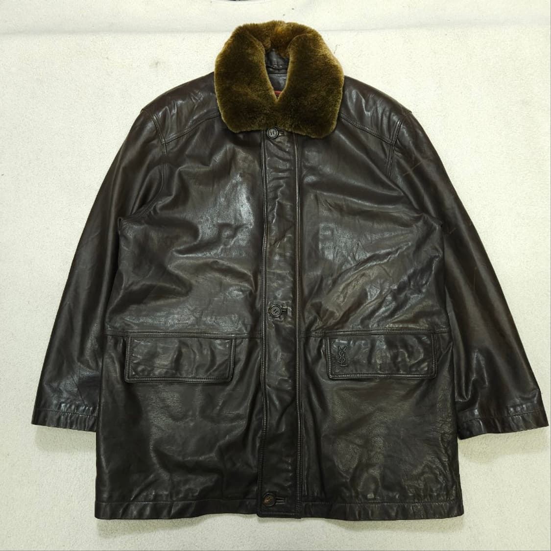 90s 입생로랑 송아지 가죽 자켓 100 상품이미지2