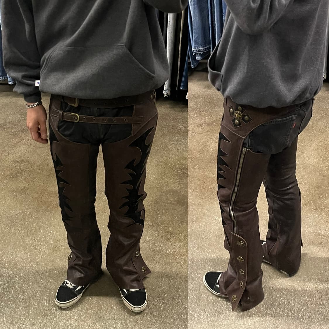 빈티지 카우보이 레더 챕스 (~30“) 상품이미지8