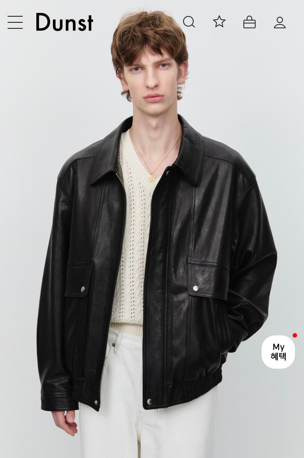 던스트 유니섹스 오버사이즈 빈티지 블루종 레더자켓(블랙 m) 상품이미지1