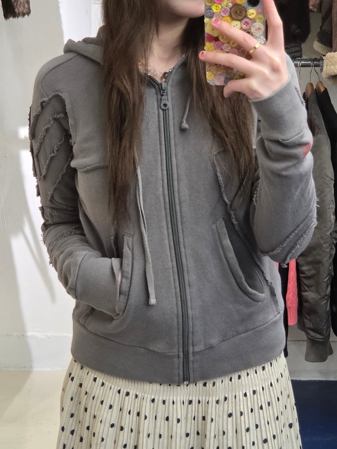 2000s 마리떼프랑소와저버 펑크 스트릿 후드집업 상품이미지3