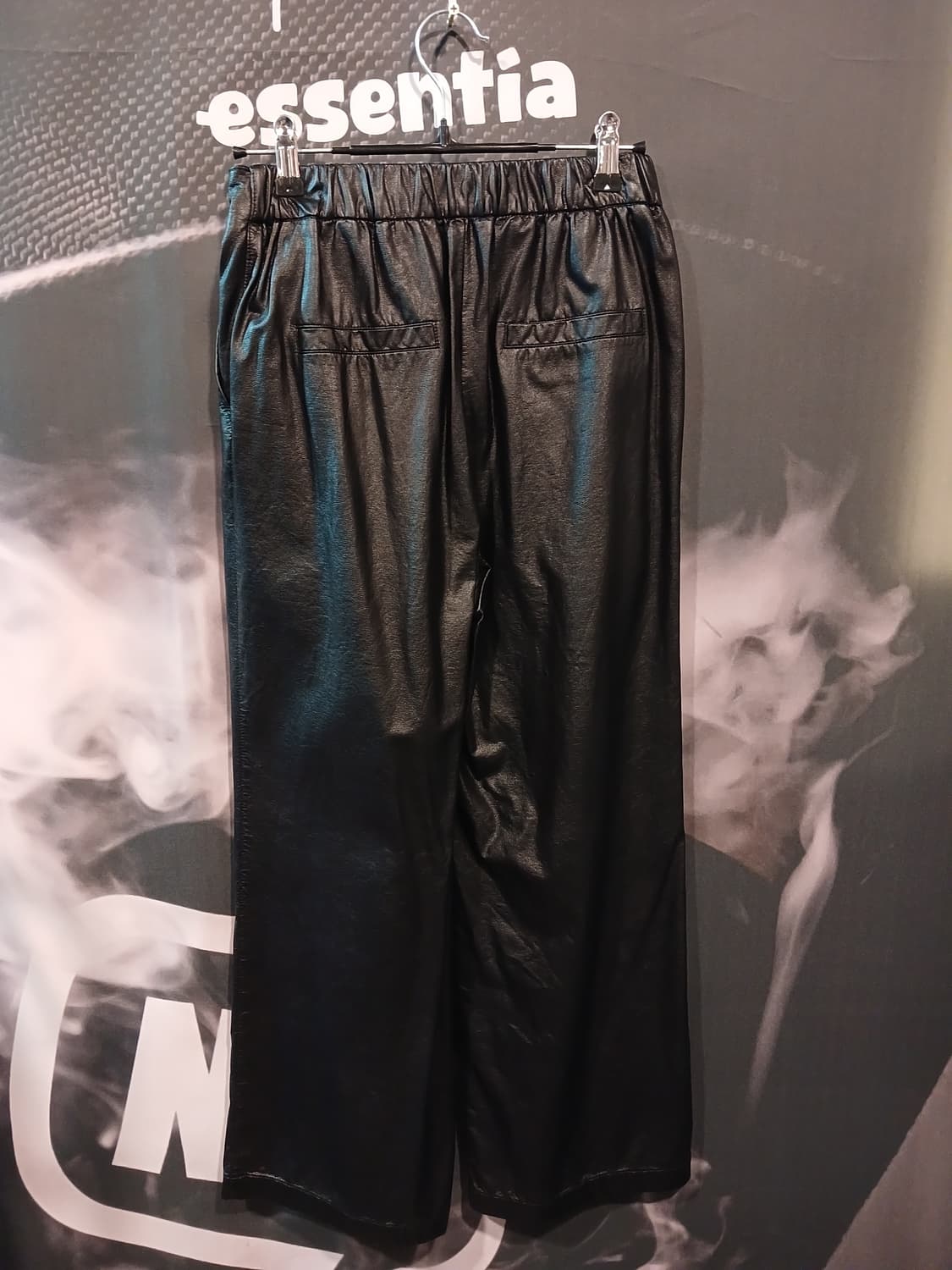 블랙 와이드 레더 팬츠 상품이미지2