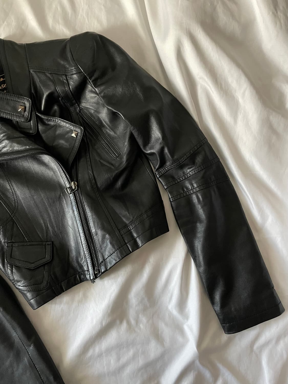 빈티지 y2k 펑크 딱붙크롭 레더자켓 가죽자켓 상품이미지5