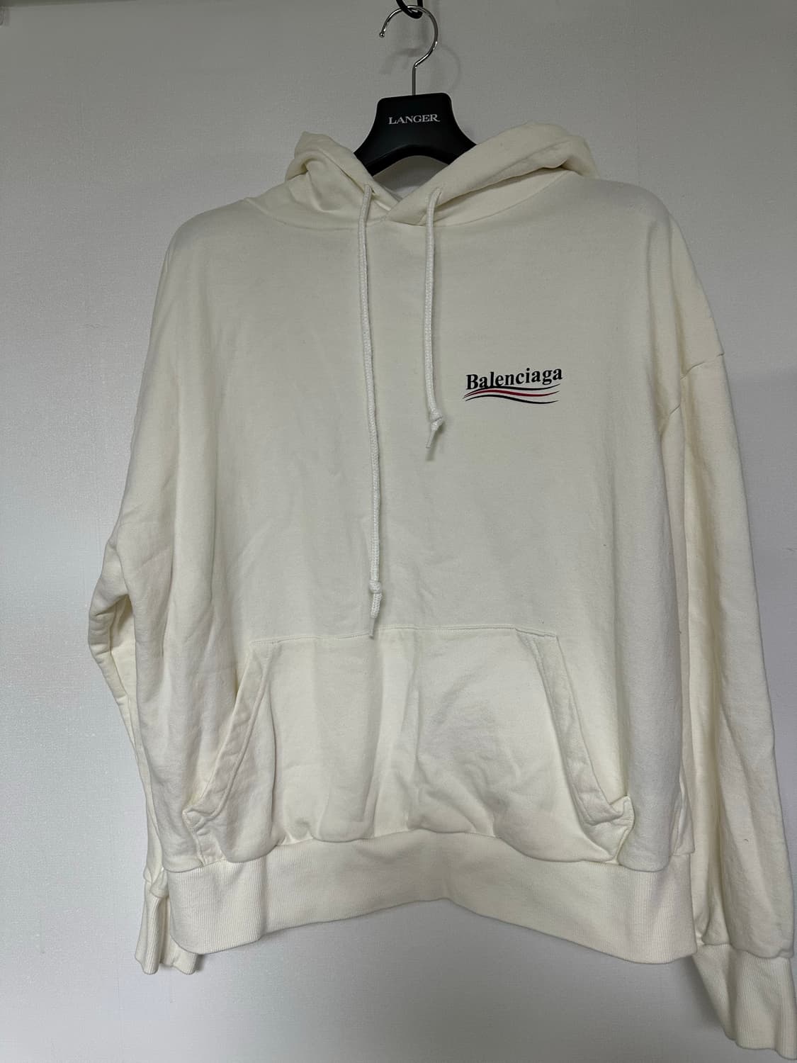 발렌시아가 웨이브 로고 후드티 아이보리 상품이미지1