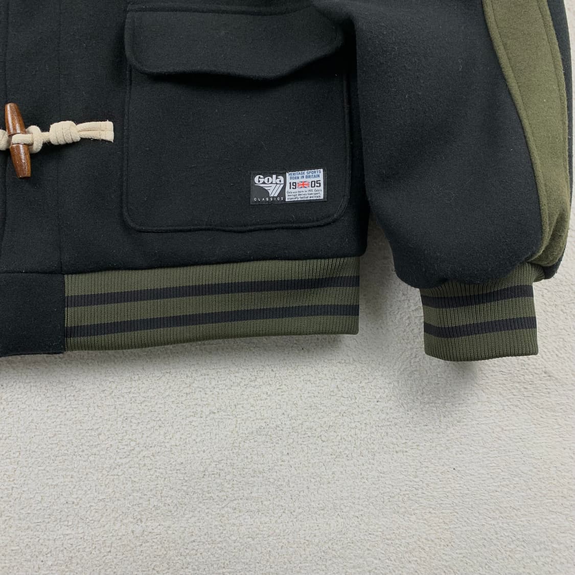 골라 더플 버튼 바시티 점퍼 블랙  상품이미지5