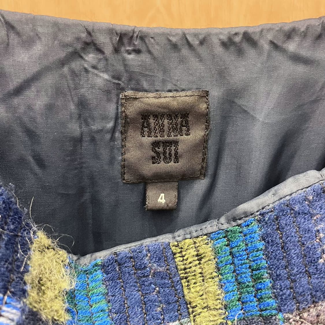 안나수이 니트 미디 스커트 컬러믹스 체크 패턴 디테일 A라인 블루 상품이미지6