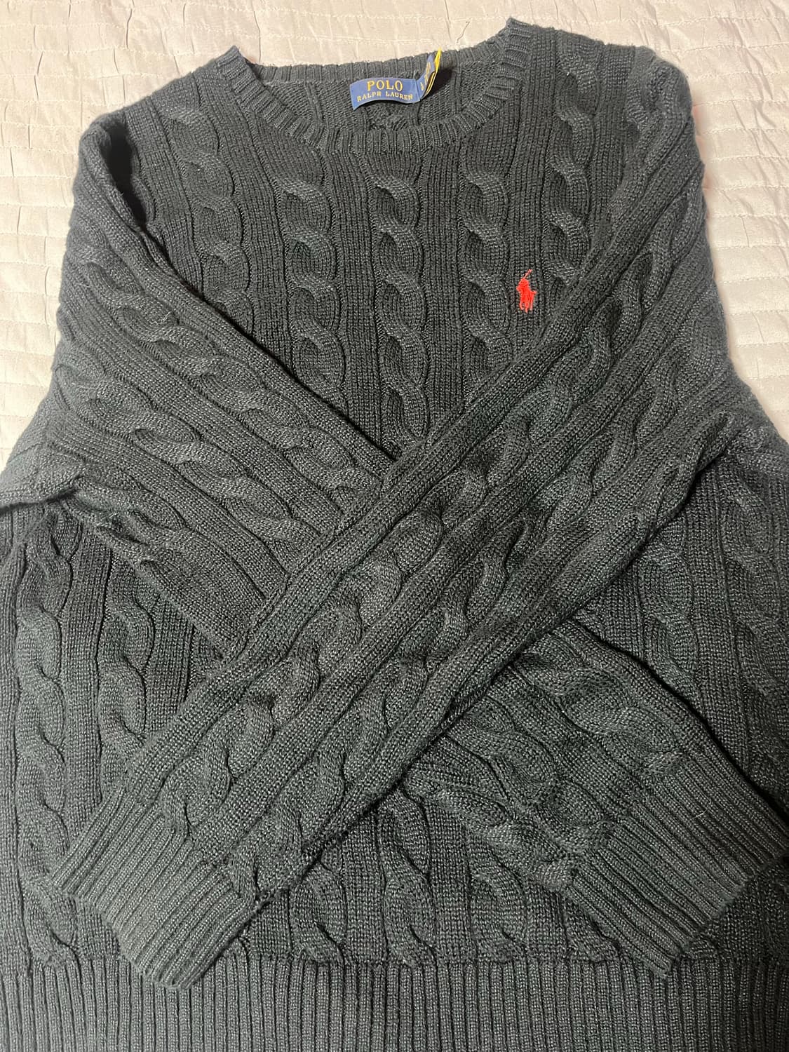 폴로 랄프 로렌 케이블 니트 코튼 스웨터 블랙 상품이미지1
